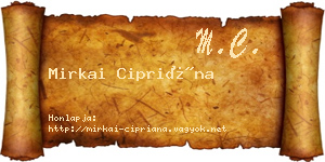 Mirkai Cipriána névjegykártya